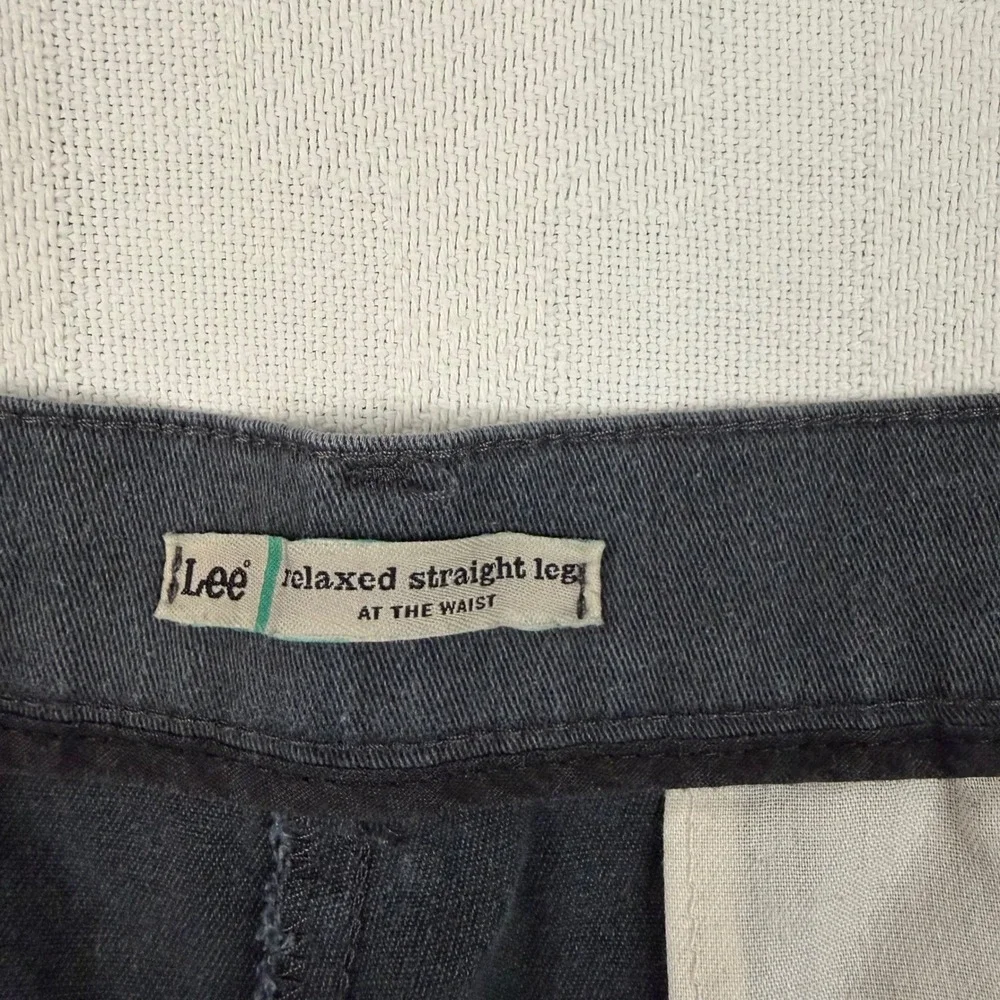 Lee Relaxed Straight Leg Gray Pants Womens 16 Medium 4951002 Charcoal Stretch